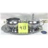 Image 1 : Stainless Chromium Plated Cream & Sugar Set w/ Serving Tray “Made in England”