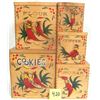 Image 2 : 10 Piece Vintage Wooden Cannister Set. Rooster Design w/ Dovetail Corners