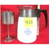 Image 1 : RARE Vintage Corning Ware Blue Corn Flower 6 Cup Stove Top Coffee Pot w/Lid & Basket Stem