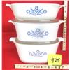 Image 1 : (3) Vintage Corning Ware Blue Cornflower Casserole Dishes w/ (2) Lids (Sizes in Description)