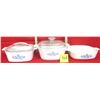 Image 2 : (3) Vintage Corning Ware Blue Cornflower Casserole Dishes w/ (2) Lids (Sizes in Description)
