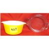 Image 2 : Vintage Pyrex #473 Yellow One-Quart Round Ovenware Bowl Casserole Dish w/ Clear Lid