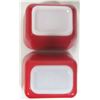 Image 5 : (2) Vintage Pyrex 501-B Primary Red 1½ c Refrigerator Dish w/ (2) 501-C Ribbed Clear Lids