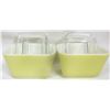 Image 1 : (2) Vintage Pyrex 501-B Yellow 1½ c Refrigerator Dish w/ (2) 501-C Ribbed Clear Lids