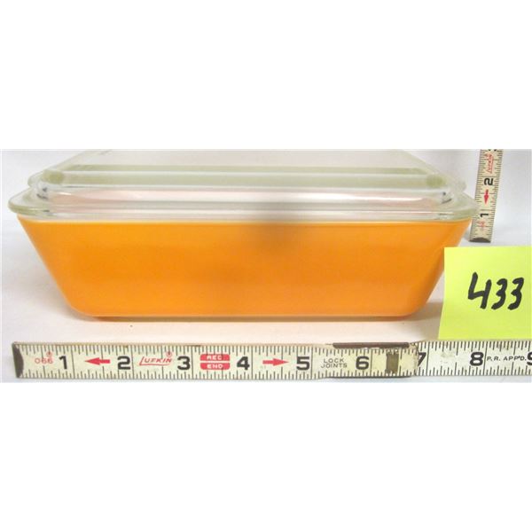 Vintage Pyrex 503-B Orange1½ qt Refrigerator Dish w/ 503-C Ribbed Clear Lid
