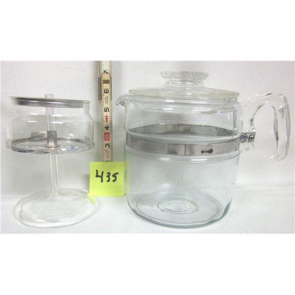 RARE Vintage Pyrex 7756-B 6 c Stove Top Coffee Percolator w/Glass Bowl and Stem