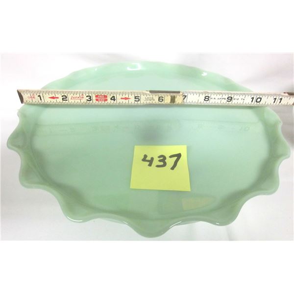 NEW Jadeite Frosted Scallop Edge Cake Pedestal. 10”x 5” Tall