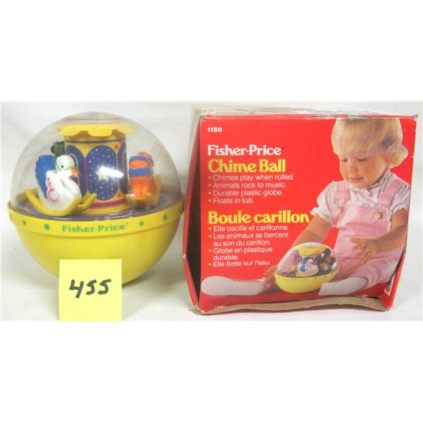 Vintage 1973 Fisher Price #1150 Floating Plastic Roly Poly Chime Ball w/ Original Box