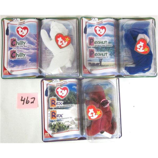 (3) New Sealed 2000 McDonald’s Legends/Dino Beanie Babies