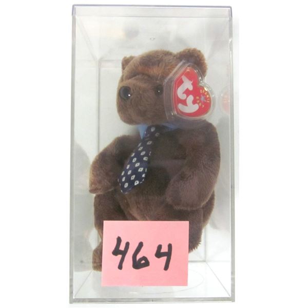 Vintage 2001 Ty Beanie Baby Bear “Hero” w/ Clear Hard Plastic Storage Case