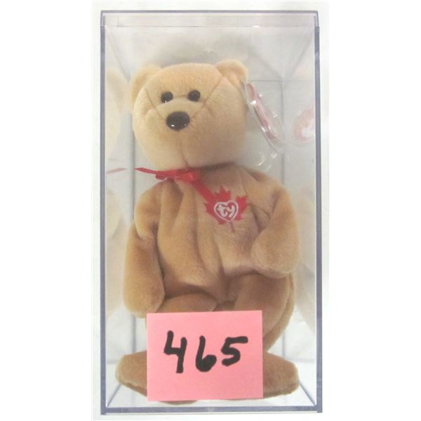 Vintage 2002 Ty Beanie Baby Bear “True” w/ Clear Hard Plastic Storage Case