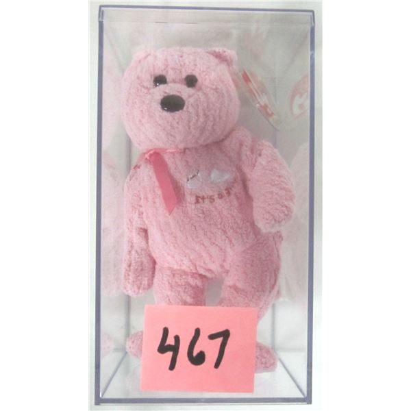 Vintage 2002 Ty Beanie Baby Bear “It’s a Girl” w/ Clear Hard Plastic Stor