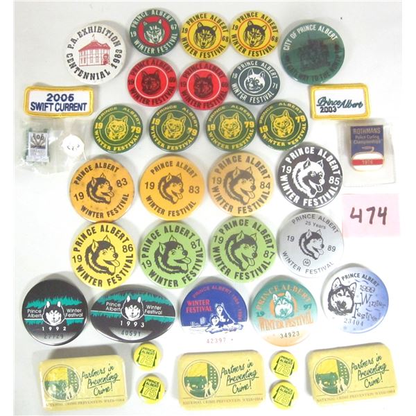 Lot of (23) Prince Albert Winter Festival Pin Back Buttons 1960’s-1990’s (plus ext