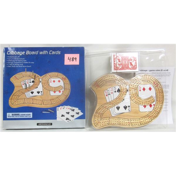 NEW Boxed “29” Cribbage Board w/ Cards