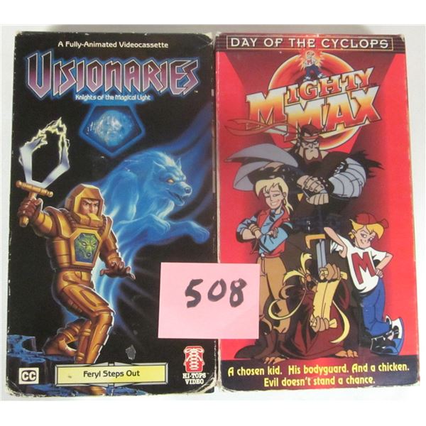 (2) Vintage Animated VHS Movies. 1984 “Mighty Max” & 1987 “Visionaries[x=