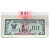 Image 1 : RARE 1988 Uncirculated Low # Disney $5 Note feat. Goofy.