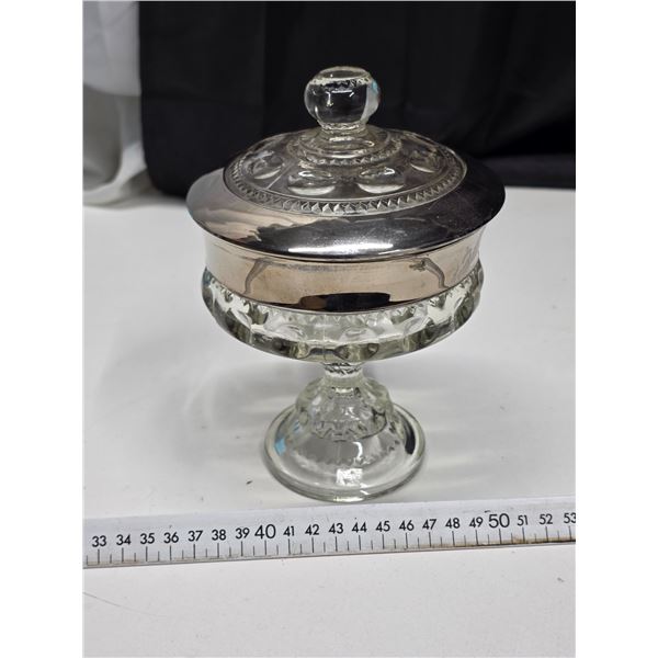 Standing glass candy dish- 6"H