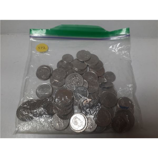 Bag of Canadian 25 Cents. (It also includes some 5 , 10, 50 Cents and Colourful 25 Cents)