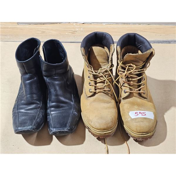 (2) Pair Men’s Boots.  Size 41 Black.  Size ? Brown Steel Toe