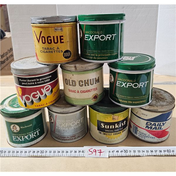 (9) Assorted Tobacco Tins