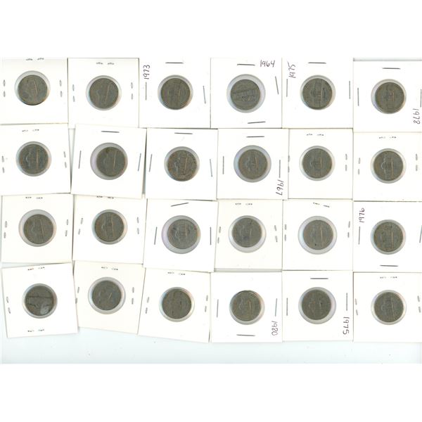 Lot of American five Cent Coins from 20th Century