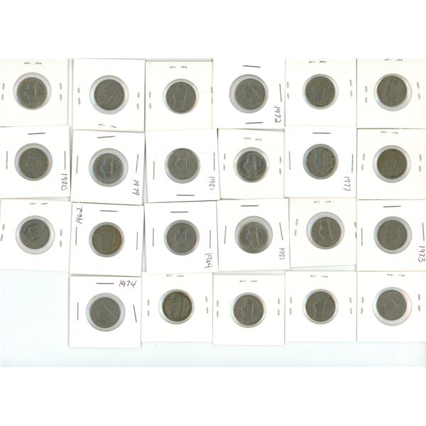 Lot of American five Cent Coins from 20th Century