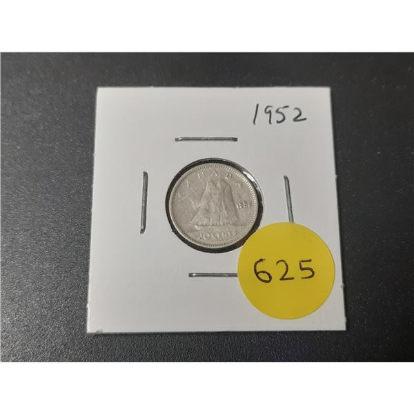 1952 Canadian Silver Ten Cents