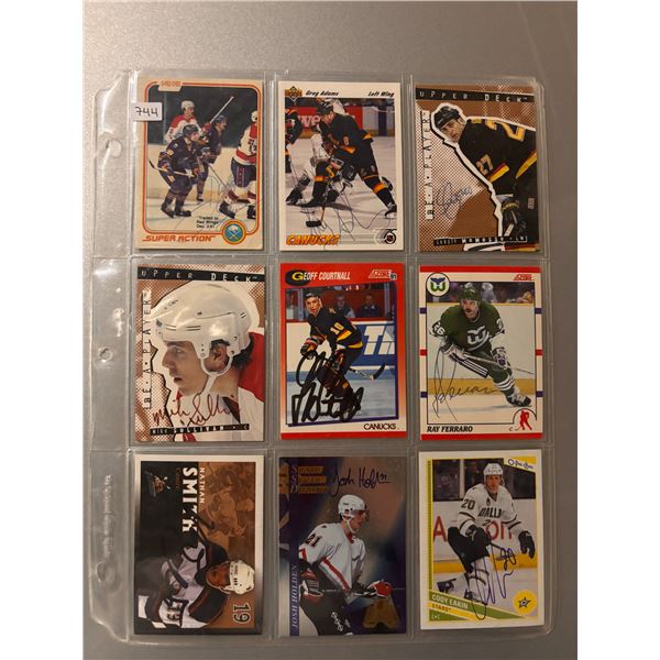 Autographed Hockey Cards - 1 Sheet (9 Hockey Cards)