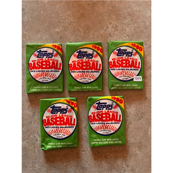 1990 Topps Baseball Card Wax Packs (5)