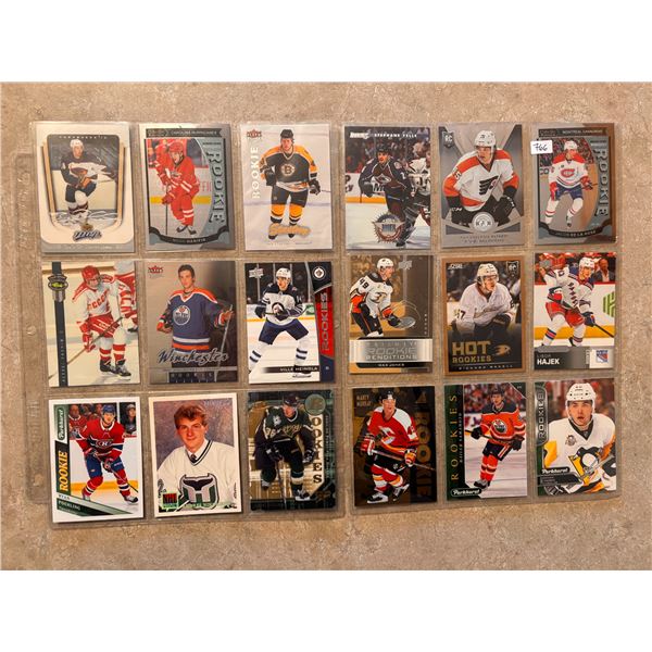Assorted Rookie Cards - 2 Sheets (18 Hockey Cards)