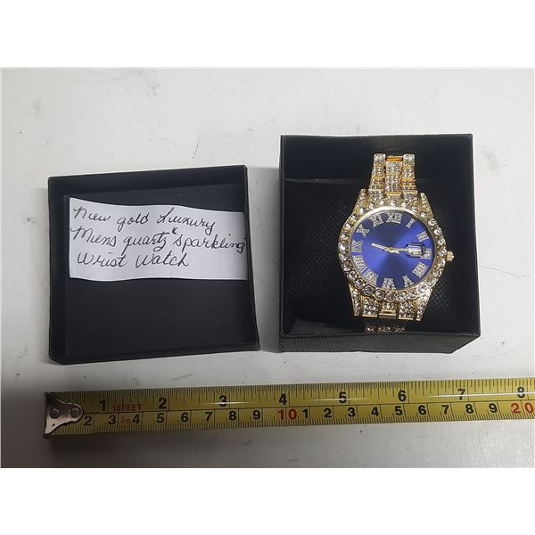 New gold tone - meris Quartz sparkling, wrist watch and date- working