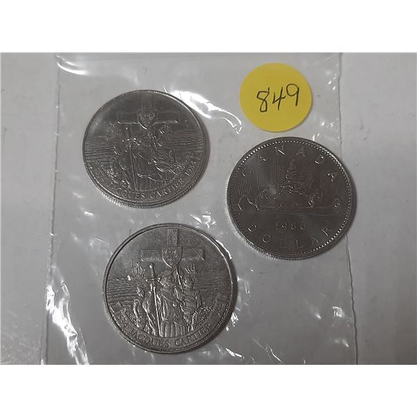 3 canadian 1 dollar coins- 1984, 1986