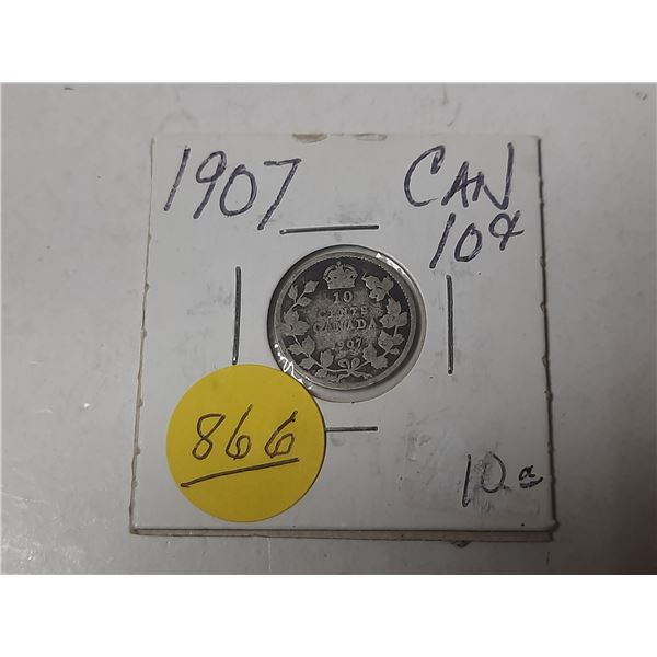 1907 canadian 10 cent silver coin