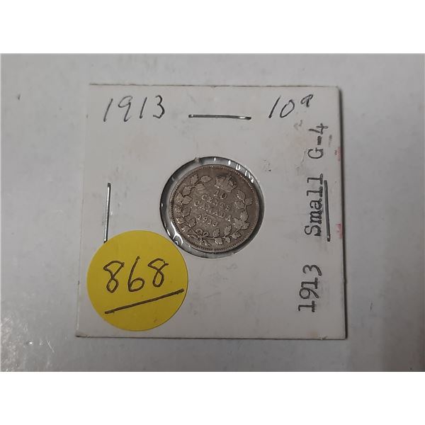 1913 canadian 10 cent silver coin