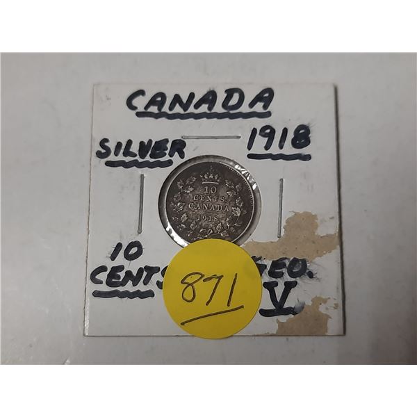 1918 canadian 10 cent silver coin
