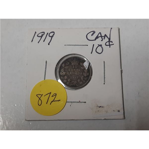 1919 canadian 10 cent silver coin