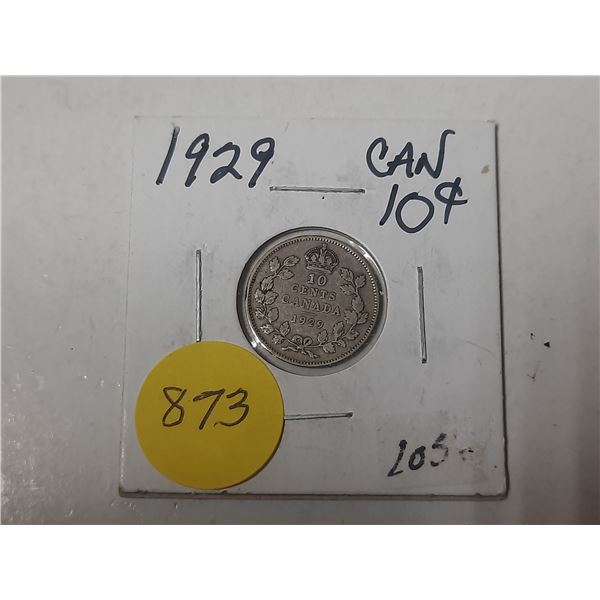 1929 canadian 10 cent silver coin