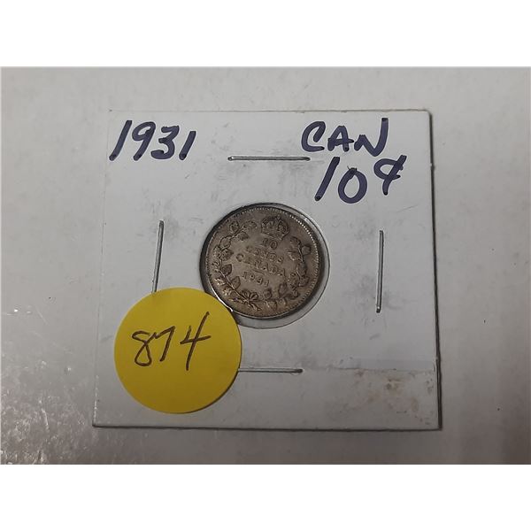 1931 canadian 10 cent silver coin