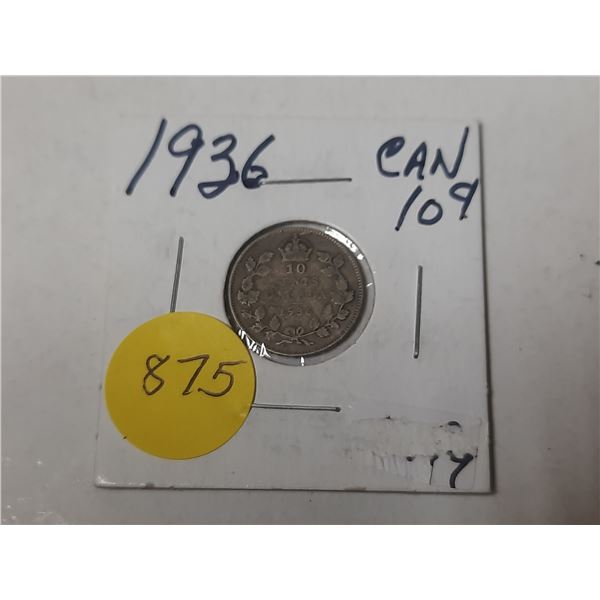 1936 canadian 10 cent silver coin