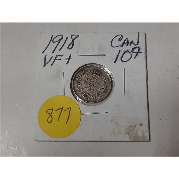 1918 canadian 10 cent silver coin