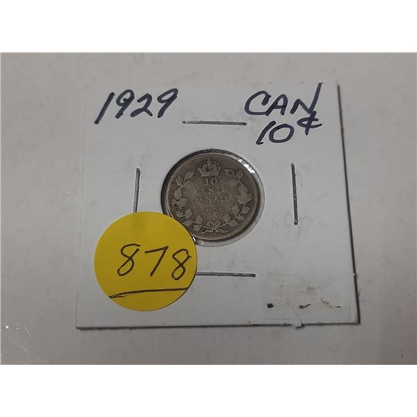 1929 canadian 10 cent silver coin