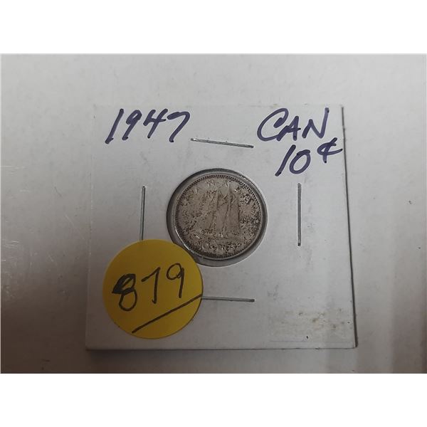 1947 canadian 10 cent silver coin