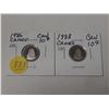 Image 1 : 2- 1986 and 1988 canadian 10 cent silver coins- uncirculated- both cameo