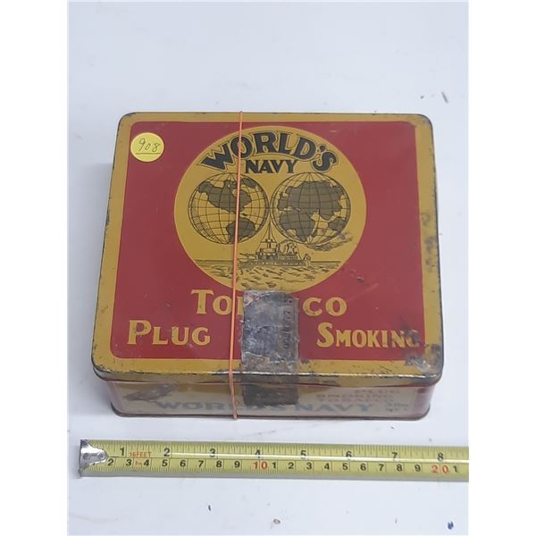 Worlds navy tobacco tin
