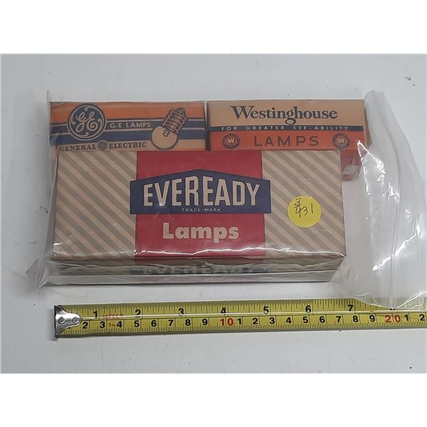 3 boxes of misc GE westing house and eveready bulbs- NOS