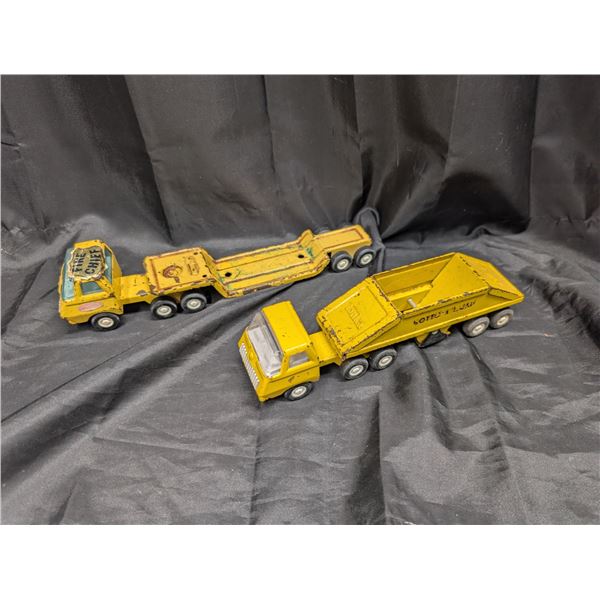 (2) Vintage Tonka Tin Metal Flatbed and Bottom Dump