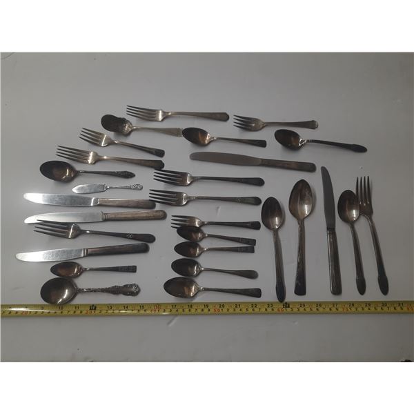 Lot of Spoons, Fork and Knife - Silver/Siver Plated (Can't Prove Authenticity)