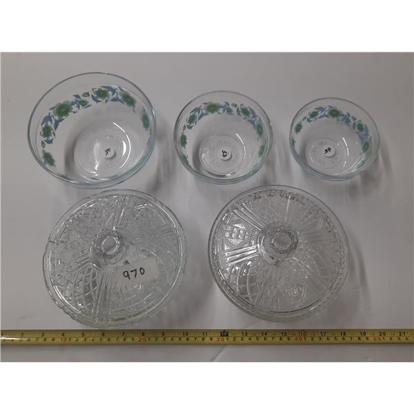 3 Pc. Set of Matening Bowls (Flower Design and 2 Candy Dishes with Lids.