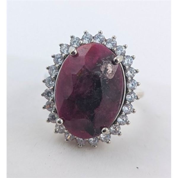 5.5 ct Certified Sterling Silver Ruby gemstone Ring ($8,160 Appraisal)