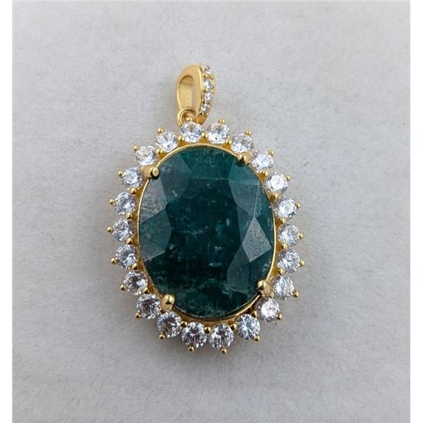 3.7 ct Certified Sterling Silver Emerald gemstone Pendant ($6,507 Appraisal)